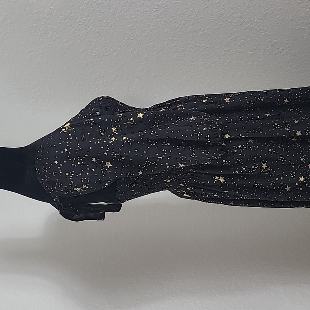 Nasty Gal Black and Gold Star Pattern Maxi Dress Party, Prom Size 2 - Picture 4 of 11